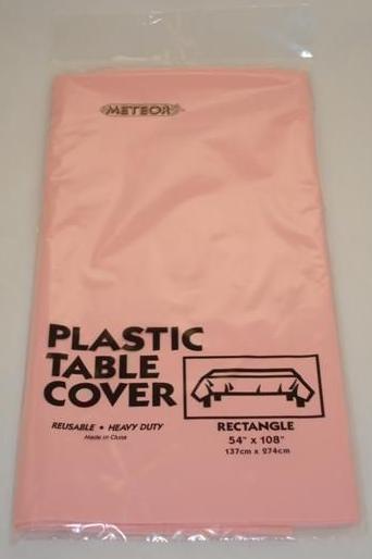 Light Pink Plastic Table Cover ~ Rectangle